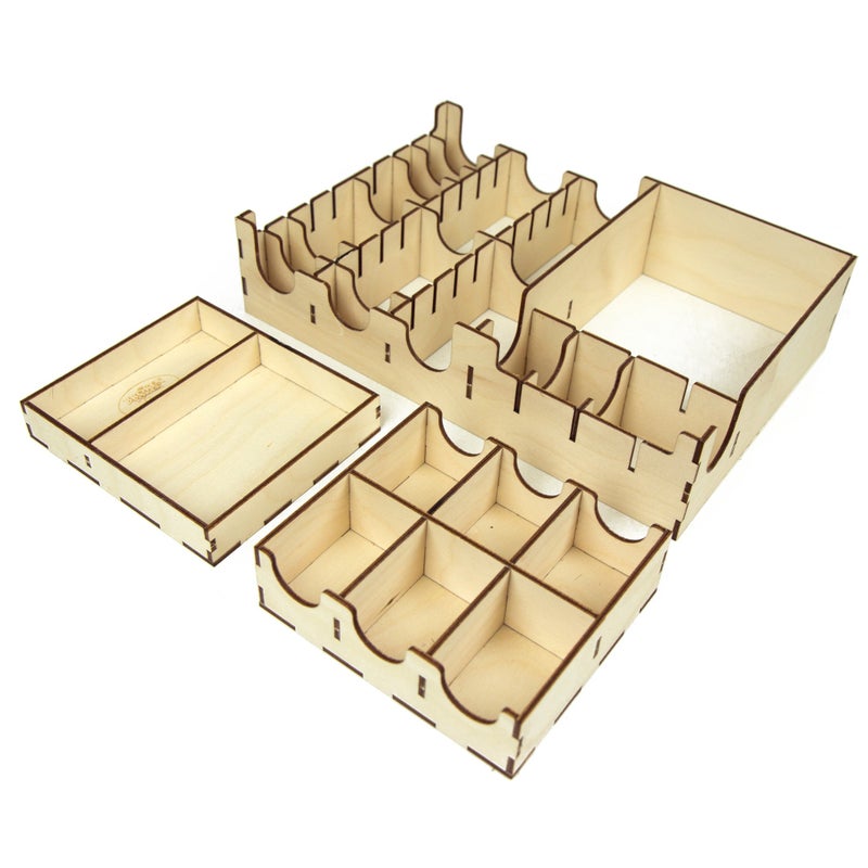 The Broken Token Board Game Organizer - Carcassonne Compatible Wood Storage Box with Multiple Trays, Rows and Dividers - Image 3